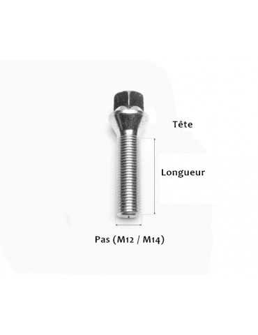 10 Goujons Roues (Prisonnier) 12 x 1,25 80mm + 10 Dés Conique Utilisation  Racing