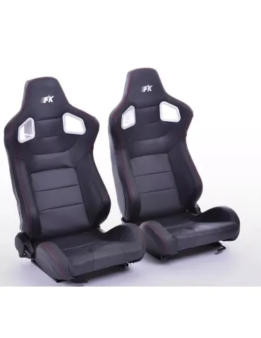 Siège Baquet Réglables FK Simili-Cuir Noir (Paire)