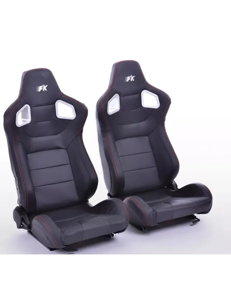 Siège Baquet Réglables FK Simili-Cuir Noir (Paire)