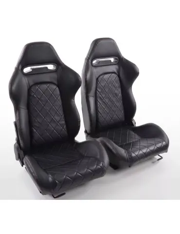 Siège Baquet FK Detroit Similicuir Noir Matelassé (Paire)