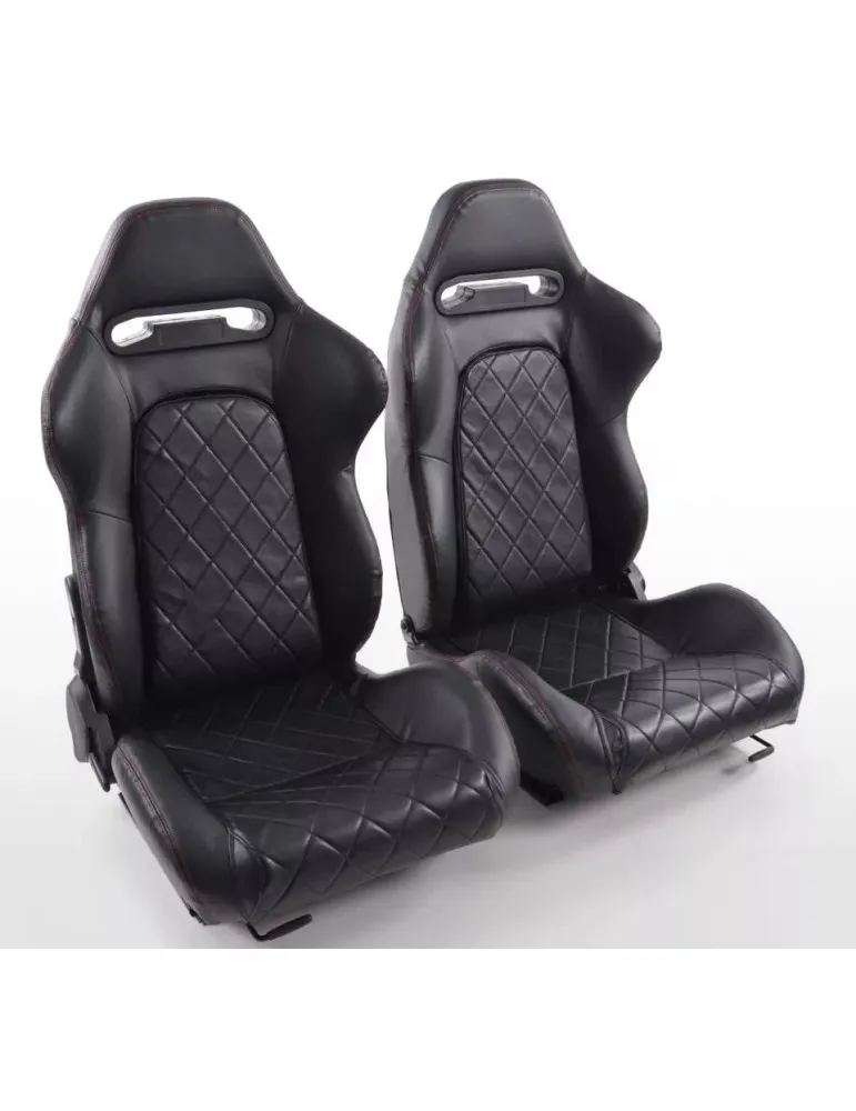 Siège Baquet FK Detroit Similicuir Noir Matelassé (Paire)