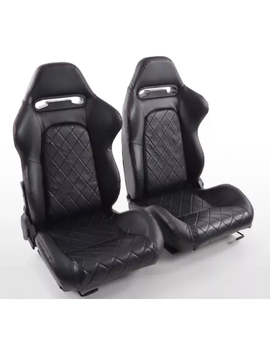 Siège Baquet FK Detroit Similicuir Noir Matelassé (Paire)
