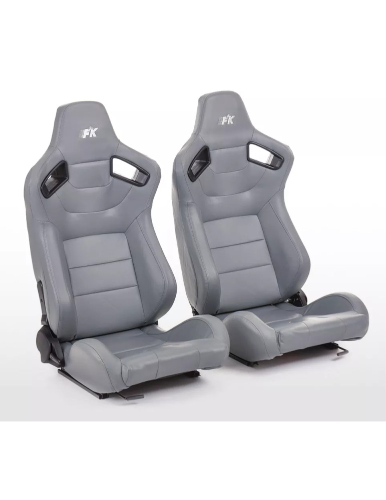 Siège Baquet FK Brême Similicuir Gris (Paire) Siège Baquet FK Brême Similicuir Gris (Paire)
