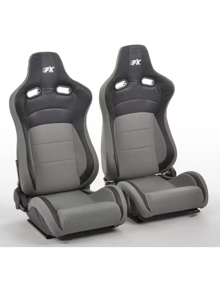 Siège Baquet FK Köln Similicuir/Tissu Noir/Gris (Paire) Siège Baquet FK Köln Similicuir/Tissu Noir/Gris (Paire)