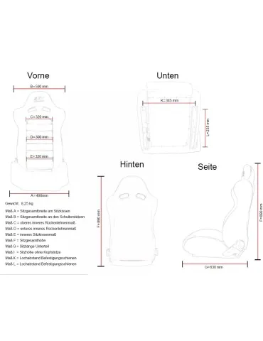 Siège Baquet Circuit FK GP Tissu/Carbone Rouge (Paire)
