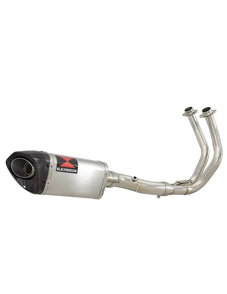 Tracer 700 2020 - 2021 Passage Bas Décatalyseur Ligne complète & Silencieux Tri Ovale en Inox + Canule en Carbone 250mm