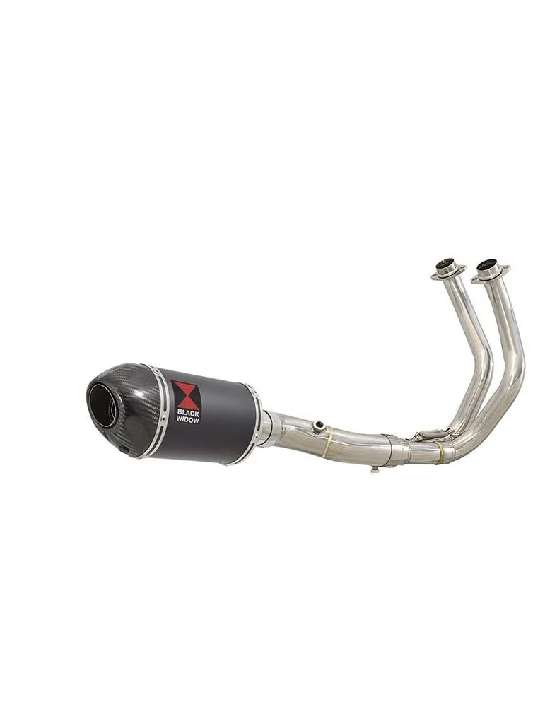 Tracer 700 2020 - 2021 Passage Bas Décatalyseur Ligne complète & Silencieux Ovale Noir En Inox + Canule En Carbone 230mm