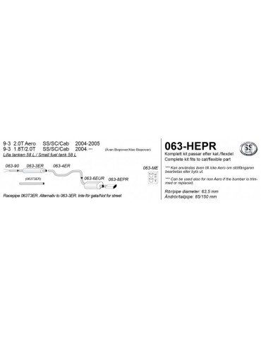 ECHAPPEMENT - Kit complet pour SAAB 9-3 2.0 lt - sortie 85/150