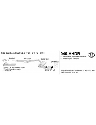 ECHAPPEMENT - Kit complet (décatalysé 040THCR) pour AUDI RS3 Quattro coupé 2.5TFSI 340cv - sortie 2x90