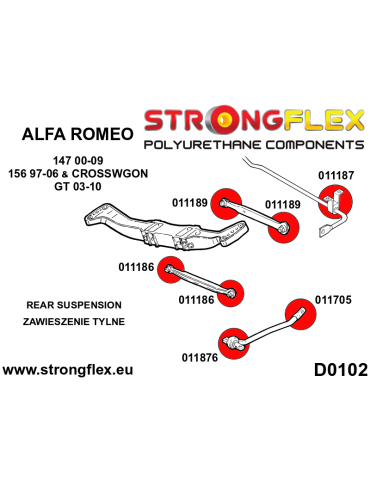  Silent block Polyuréthane Barre stabilisatrice Arrière Alfa Romeo 156 97-06
