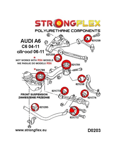  Silent block Polyuréthane SPORT Arrière Triangle de Suspension Avant Inférieur  Volkswagen Passat V (97-05) B5 4motion (96-