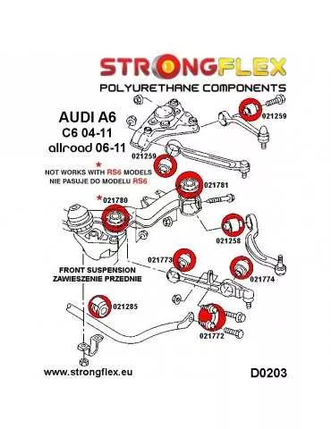  Silent block Polyuréthane Arrière Triangle de Suspension Avant Supérieur Audi A6 C7 (11-18)
