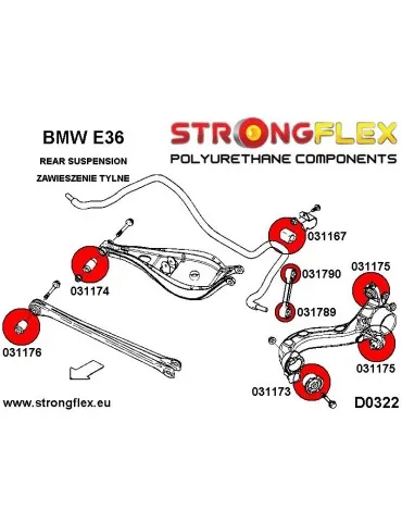  Silent block Polyuréthane de Barre stabilisatrice SPORT Arrière BMW 3 E36 90-99
