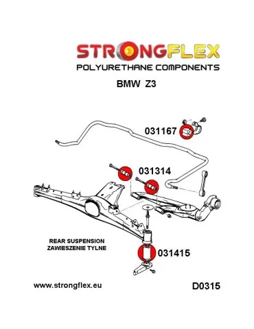  Silent block Polyuréthane de Barre stabilisatrice Arrière BMW 3 E36 90-99
