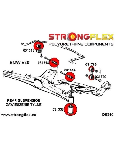  Silent block Polyuréthane Barre stabilisatrice Arrière BMW E24 82-89

