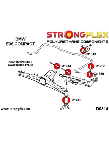  Silent block Polyuréthane Barre stabilisatrice Arrière BMW E30 82-91
