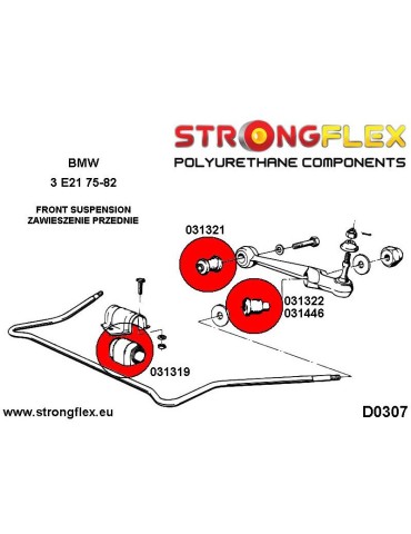  Silent block Polyuréthane SPORT Barre Avant  BMW E21 75-82
