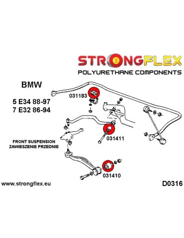  Silent block Polyuréthane SPORT Avant Inférieur  BMW 5 E28 81-88
