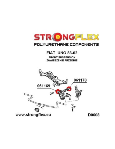  Silent block Polyuréthane SPORT Avant Triangle de Suspension Arrière Avant Fiat Seicento 98-08
