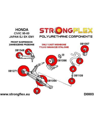  Silent block Polyuréthane Avant Inférieur Arrière Honda CR-V 97-01
