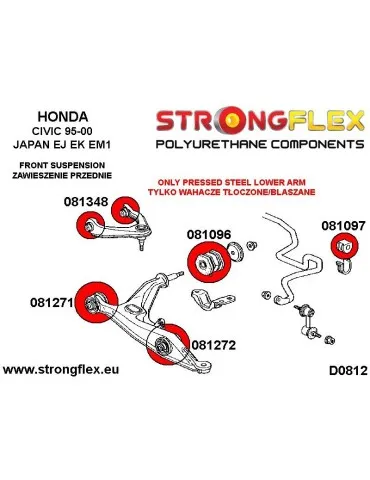  Silent block Polyuréthane Barre stabilisatrice Avant Honda Integra Type R 97-01 H
