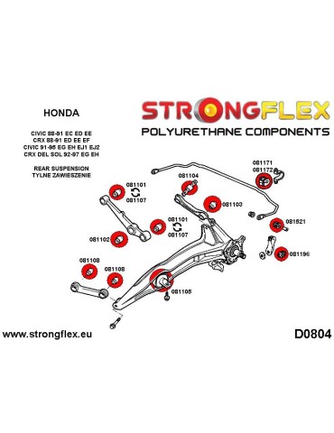 Silent block Polyuréthane Triangle BraSilent block Polyuréthane  Arrière Honda CR-V 97-01
