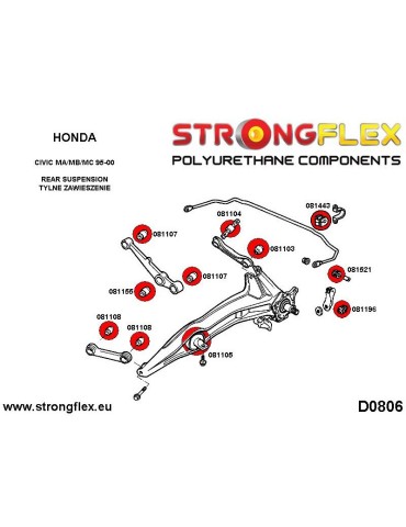  Silent block Polyuréthane Triangle BraSilent block Polyuréthane  Arrière Honda CR-V 97-01
