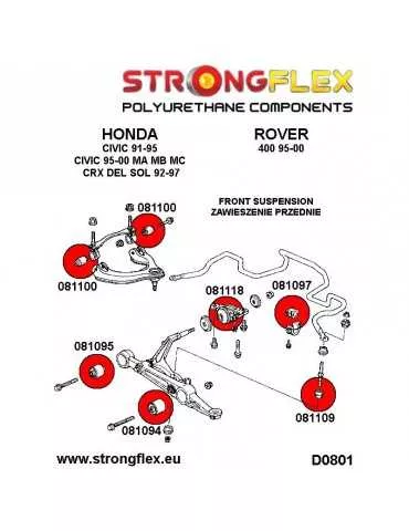  Silent block Polyuréthane SPORT Barre stabilisatrice Avant Honda CRX 88-91
