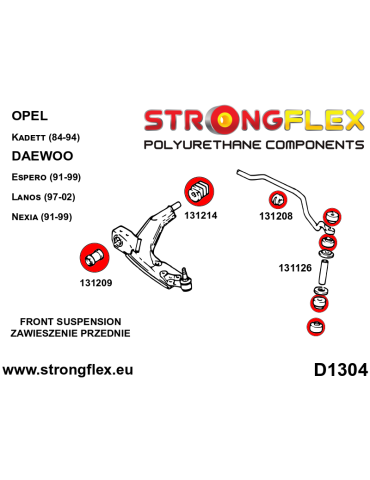  Silent block Polyuréthane SPORT Barre stabilisatrice Avant Opel Vectra A