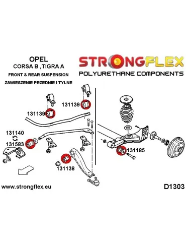  ilent Block Polyuréthane 34mm Barre de Liaison Avant Opel Tigra A
