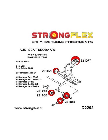  Silent block Polyuréthane 30mm SPORT Avant Triangle de Suspension Arrière  Volkswagen Passat B3/B4 88-97
