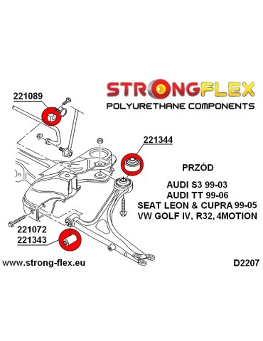  Silent block Polyuréthane 30mm SPORT Avant Triangle de Suspension Arrière  Volkswagen Passat B3/B4 88-97
