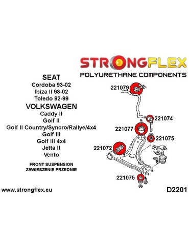  Silent block Polyuréthane Barre stabilisatrice Avant Seat Coudoba
