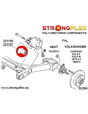  Silent block Polyuréthane 45mm SPORT Berceau Arrière Volkswagen Jetta II
