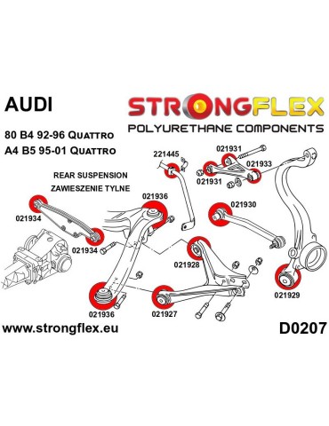  Silent block Polyuréthane de Barre stabilisatrice SPORT Arrière Audi S3 99-03
