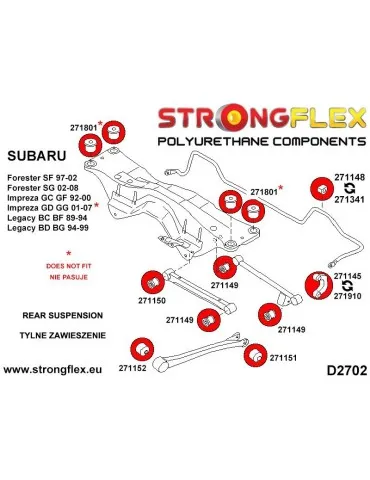  Silent block Polyuréthane SPORT Barre stabilisatrice Avant Subaru Baja 02-06
