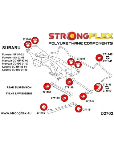  Silent block Polyuréthane SPORT Barre stabilisatrice  Subaru Impreza WRX & STI GP GJ 12-15
