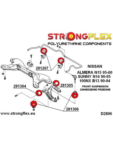  Silent block Polyuréthane Barre stabilisatrice Avant Nissan 200SX S13 88-93
