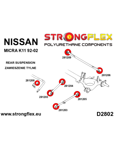  Silent block Polyuréthane de Barre stabilisatrice Arrière Nissan Primera P10 90-96
