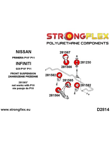  Silent block Polyuréthane SPORT Barre stabilisatrice Nissan Primera P10 90-96

