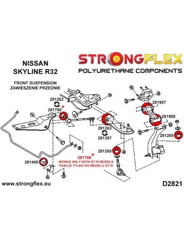  Silent block Polyuréthane SPORT Bras de Suspension diamètre Avant Inférieur  Nissan 300ZX Z32 90-96
