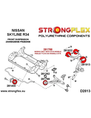  Silent block Polyuréthane Bras de Suspension diamètre Avant Inférieur  Nissan 300ZX Z32 90-96
