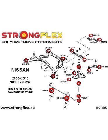 Silent block Polyuréthane de Barre stabilisatrice Arrière Nissan 300ZX Z32 90-96
