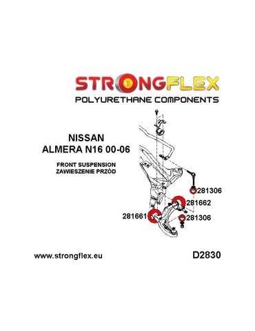  Silent block Polyuréthane SPORT Barre stabilisatrice Nissan Almera N15 95-00
