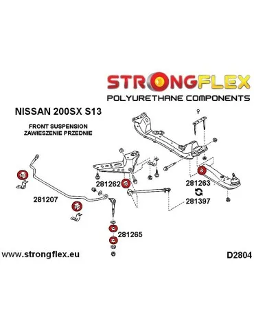  Silent block Polyuréthane 38mm SPORT Barre de renfort Avant Intérieur Nissan 180SX / 200SX 240SX Silvia S14 (94-99)
