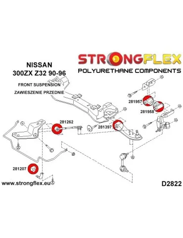  Silent block Polyuréthane 38mm SPORT Barre de renfort Avant Intérieur Nissan 180SX / 200SX 240SX Silvia S14 (94-99)
