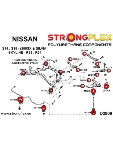  Silent block Polyuréthane SPORT Barre de Liaison Arrière Nissan 180SX / 200SX 240SX Silvia S14 (94-99)
