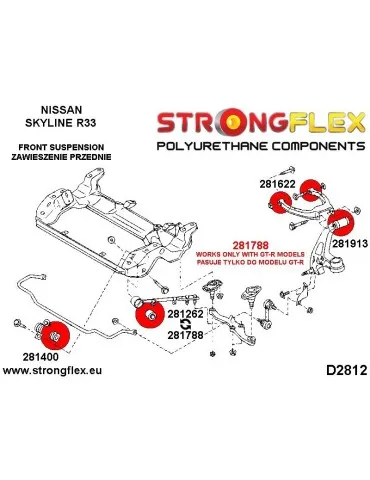  Silent block Polyuréthane Barre stabilisatrice Avant Nissan Skyline R34 97-02 
