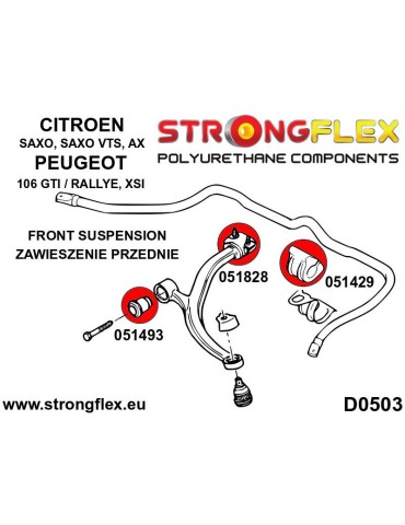  Silent block Polyuréthane Avant Triangle de Suspension Arrière Avant  Peugeot 106
