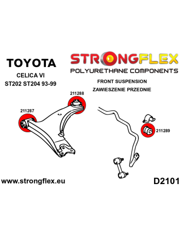  Silent block Polyuréthane Avant Triangle de Suspension Arrière Avant  Toyota Celica VI ST204 (94-99)
